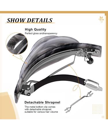 French Acrylic Hair Claw Clips for Thin Hair - Grey and White | Hair Barrettes for Women and Girls - Buy Online on GoSupps.com