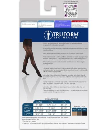 Truform Sheer Compression Pantyhose 20-30 mmHg - Women's Shaping Tights 20 Denier Taupe Large - 1 Pair - International Shipping Available - Buy Online on GoSupps.com