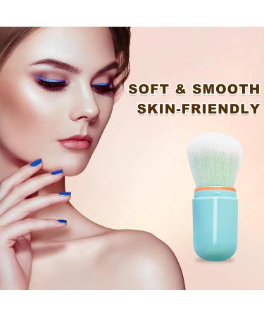 Retractable Kabuki Brush Travel Makeup Brush Cute Capsule-shape Blush Brush Foundation Brush Suitable for Liquid Foundation Pressed Powder Contour Cream Blue - Buy Online on GoSupps.com