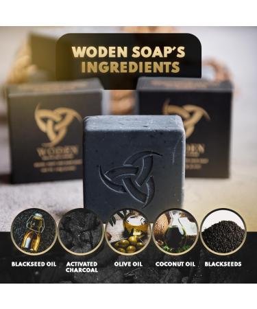 Woden Men's Natural Soap Bar - Beard Body & Hair 120g | Oud Wood Essence | Groom Like a Viking - Buy Online on GoSupps.com