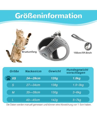 Adjustable Cat Dishes with Leash - Outbreak-Proof Reflective Tableware Set for Cats & Small Dogs (Gray XS) - Buy Online on GoSupps.com