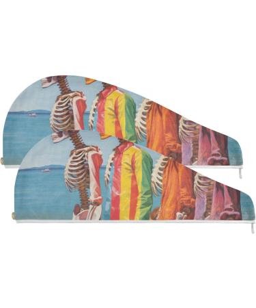 Skeleton Beach Hair Towel 2 Pack - Super Absorbent Quick Dry Hair Turbans for Women & Girls - Buy Online on GoSupps.com