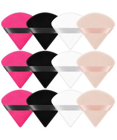 Ainiv triangle makeup powder quaste 12 pieces of face sponges pouder puff washable reusable makeup sponge wet dry make -up tool for loose powder or foundation rouge (4 color) #2 12 pieces colorful