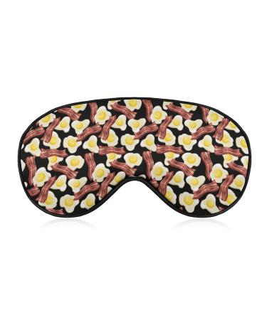 Fried Eggs and Bacon Sleep Mask for Women Adjustable Sleeping Eye Shades Cover with Elastic Strap