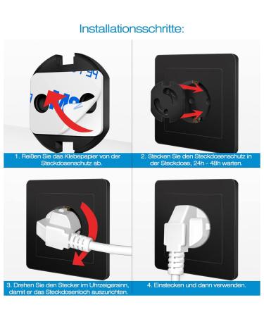 Norjews Child Locking Socket Protection (20 Pieces) - Rotary Mechanism Safety for Babies & Children - Black Socket Fuse - Buy Online on GoSupps.com