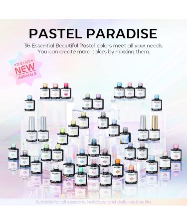 Modelones 40Pcs Gel Nail Polish Set - 36 Pastel Macaroon Glitter Colors for Spring/Summer Manicure - Includes Nail Primer, Base, Matte & Glossy Top Coat - Ideal for Girls & Women - Buy Online on GoSupps.com