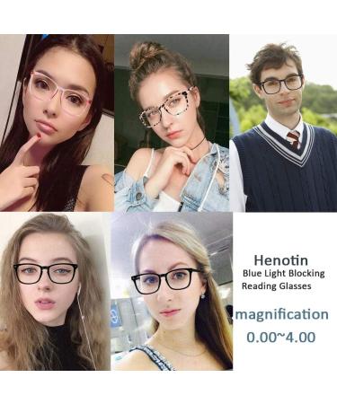 Henotin Blue Light Blocking Reading Glasses - 4-Pack Anti UV Square Nerd Eyeglasses for Men & Women - Spring Hinge 1.25 Diopters - Mixed Colors - Buy Online on GoSupps.com
