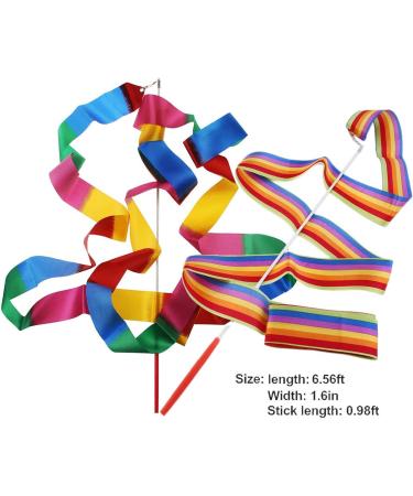 Dance Ribbons Rainbow Streamers - 2pc Set for Kids Rhythmic Gymnastics & Baton Twirling - Buy Online on GoSupps.com
