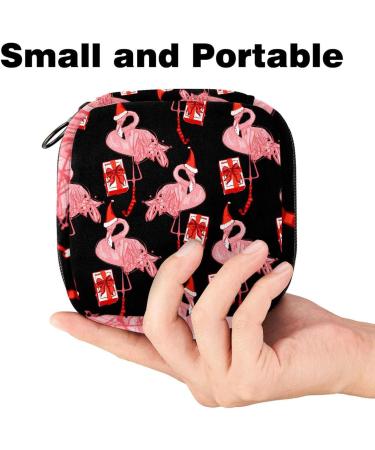 Portable Menstrual Cup & Sanitary Napkin Storage Bag - Pink Red Flamingo Pattern - Ideal for Teen Girls & Women | Perfect Gift for Christmas - Buy Online on GoSupps.com