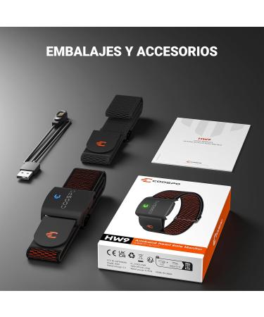 COOSPO HW9 Heart Rate Monitor - Bluetooth Ant+ Sensor IP67 Waterproof Smart HRM Pulse Bracelet Compatible with Polar Wahoo Garmin Wift Elite - Black - Buy Online on GoSupps.com
