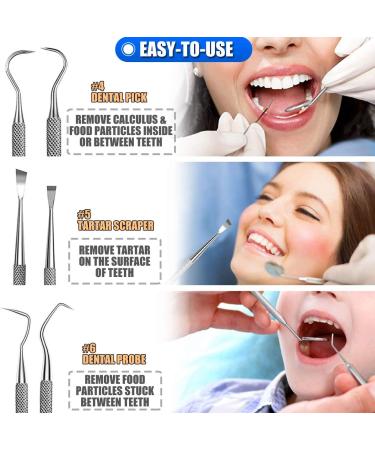 10 Pack Dental Tools Set - Professional Stainless Steel Plaque Remover & Oral Care Kit - Buy Online on GoSupps.com