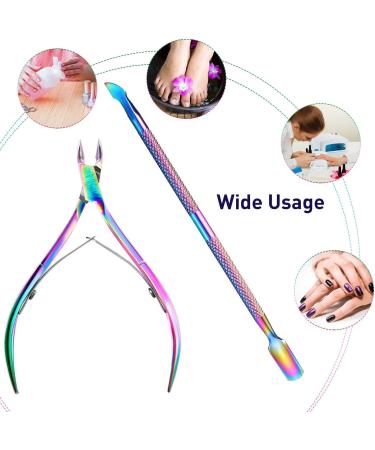 8 Pieces Cuticle Trimmer with Cuticle Pusher Cuticle Nipper and Pusher Set Nail Nippers Stainless Steel Cuticle Trimmer Cutter Dead Skin Remover for Toenails and Fingernails Care - Rainbow Color - Buy Online on GoSupps.com