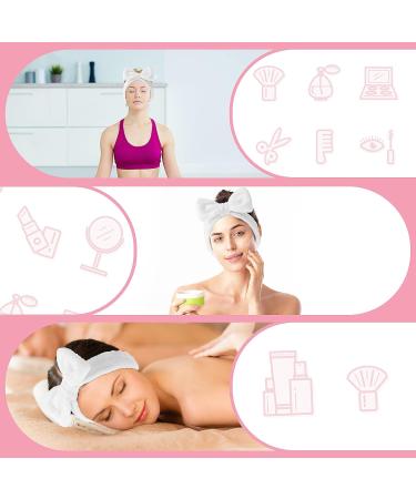 Spa Bowknot Headband for Women - Elastic Coral Fleece Makeup Hair Bands | Wide-Clamp Cosmetic Headband for Shower & Skincare (White) - Buy Online on GoSupps.com