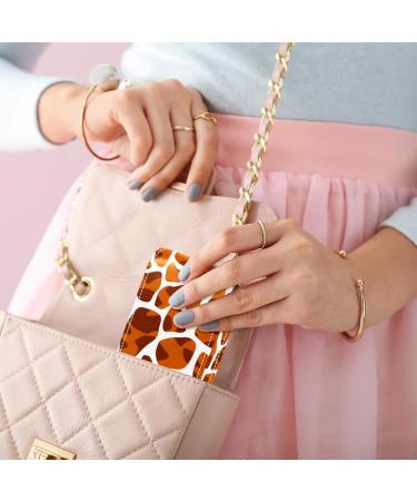 Travel Lipstick Organizer Case - Portable Makeup Bag with Mirror - Brown Giraffe Print - Buy Online on GoSupps.com