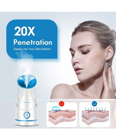 Amconsure Facial Steamer - Nano Ionic Face Humidifier for Deep Cleaning & Moisturizing - Blue - Buy Online on GoSupps.com