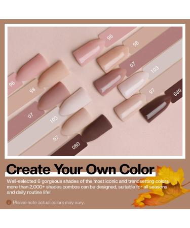 Modelones 6 Colors Dip Powder Nail Kit Starter 12Pcs Fall Winter Nude Brown Neutral Skin Tone - Acrylic Dipping Powder System with Base & Top Coat, Activator - French Nail Art, DIY Manicure Kit - Buy Online on GoSupps.com