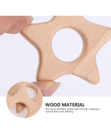 Amosfun 5pcs Wooden Star Shaped Teether Set for Baby Teething | Nursing Pendant Chew Toys for Infant Bed, Crib, Gym - Buy Online on GoSupps.com