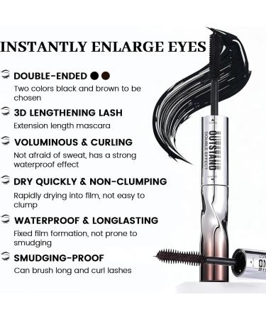  Prreal Mascara double t te imperm able noir et marron 3D Curling Long Eyelashes Iron Volume & Length Mascaras Non-Clumping Longlasting Fullness and Defined Eye Makeup - Buy Online on GoSupps.com
