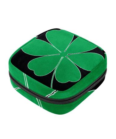 Menstruation pad bag with zipper women's napkin bag tampons collective bags for women and girls (Kleeblatt St. Patrick Day)