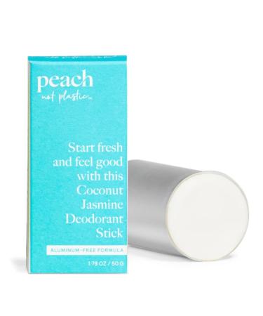 Peach Not Plastic Deodorant Stick Refill (Case Sold Separately) | Aluminum Free | 48 Hour Protection | Coconut Jasmine Scent | Unisex Vegan Cruelty Free | 1.78 oz Deodorant Refill- Coconut Jasmine