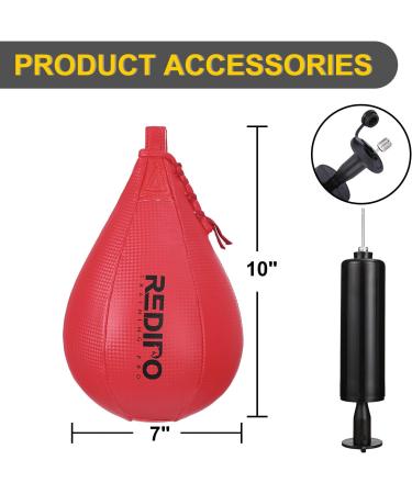 Redipo Superior Boxing Speed Bag - PU Leather Punching Ball for Gym & MMA - Heavy Duty Swivel Ball for Speed & Reflex Training - Red (10x7) - Buy Online on GoSupps.com
