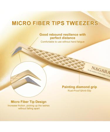 Nagaraku Faserspitze Eyelash Extension Tweezers - Professional Precision Stainless Steel Curved Volume Tweezers (L Shape AG-09) | Antistatic & Anti-Slip for Perfect Lash Application - Buy Online on GoSupps.com