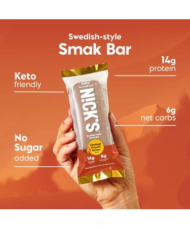 Nick's Smak Bar: Refrigerated Protein Bar | No Added Sugar | Keto Snack | 14g Protein | Meal Replacement & Healthy Snack | 6g Net Carbs | 8 Count - Chocolate Peanut Butter - Buy Online on GoSupps.com