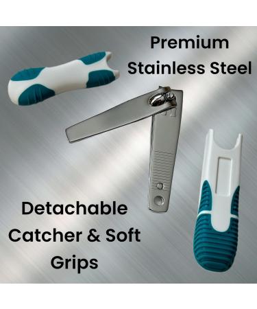 ALAZCO Nail Clippers with No Splash Storage Box - Stainless Steel Sharp Blades for Men Women Kids & Seniors | Non-Slip Comfort Grip | Perfect for Home & Travel - Buy Online on GoSupps.com