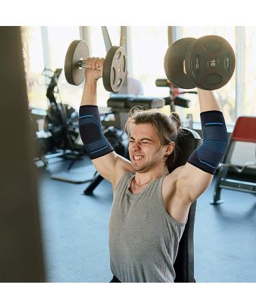 Seitaku Elbow Brace Compression Sleeve - Elbow Support for Tennis Tendonitis Relief Weightlifting Gym & Sports - X-Large Navy Blue - Buy Online on GoSupps.com