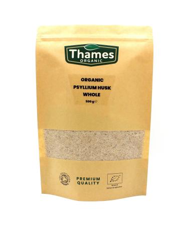 Organic Psyllium Husk Whole - High Protein High Fibre Raw Vegan GMO-Free - No Additives or Preservatives Certified Organic - Nutritious Versatile - Resealable Pouch - Thames Organic 500g 500 g (Pack of 1) - Buy Online on GoSupps.com