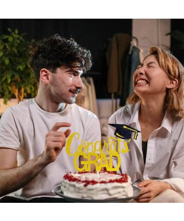 GotGala Congrats Grad Cake Topper Gold Glitter Graduation Cake Topper for 2022 Graduation Grad Party Decorations Supplies - Buy Online on GoSupps.com