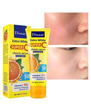 Sunscreen for Face SPF 50+ Travel Size Fruit Vitamins Sun Screen Protector for Skin Light Moisturize Prevent Sunburn Skin Sunscreen Cream for Women Men (2 pack)