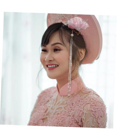 FRCOLOR Pearl Hair Clips peony silk flower hair wedding hair clips tassel hair Japanese Kimono Hair Pin rhinestone fringe Bridal Hair Clips polyester crystal bridesmaid Pearl Tassel - Buy Online on GoSupps.com