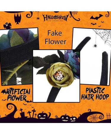 IYOU Flower Headband Floral Dark Blue Headpiece Festival Halloween Hair Accessories for Women and Girls - Buy Online on GoSupps.com