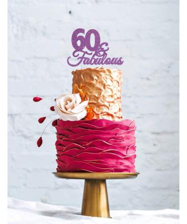 60 & Fabulous Birthday Cake Topper with Bold Swirly Design for 60th Birthday Celebration Made in UK - Light Purple - Buy Online on GoSupps.com