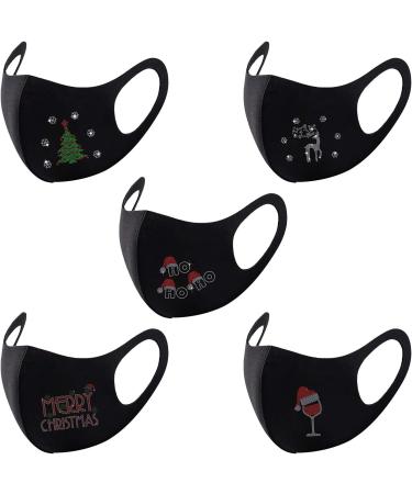 Riou 5-Piece Strass Mouth & Nose Protection - Reusable Washable Cotton Masks for Women | Breathable Glitter Motif Design - Buy Online on GoSupps.com