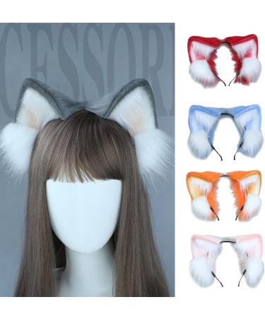 amangul for at Ear Headband Animal Hair Hoop Faux Wolf Ears Plush for at Ears Realistic Headband for at osplay Ac(Blue) - Buy Online on GoSupps.com