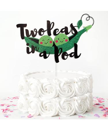 Two Peas in a Pod Cake Topper Pea Twins Cake Topper Twins Baby Shower Decoration Pea Themed Baby Shower Supplies 2 Peas in a Pod Cake Decor