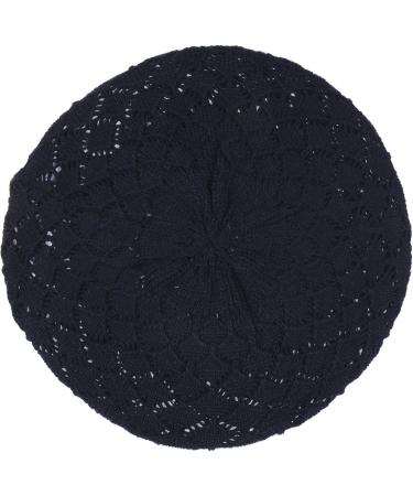 BYOS Women's Chic Cutout Lace Diamond Knit Black Beret Hat | Lightweight Slouchy Crochet - Buy Online on GoSupps.com