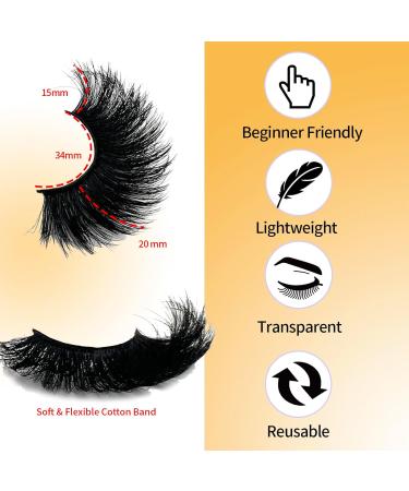 Mink Lashes 20mm - Soft Fluffy Dramatic 3D Strip Lashes | 10 Pairs Thick Volume False Eyelashes for Ultimate Glam - Buy Online on GoSupps.com