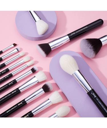 Jessup 25pcs Professional Makeup Brush Set - Beauty Cosmetic Brushes for Foundation, Powder, Blush, Eyeshadow, and Concealer - Natural-Synthetic Hair - Black/Silver - Buy Online on GoSupps.com