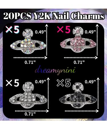 Planet Nail Charms 20Pcs Y2K 3D Rhinestones Gems for Acrylic Nails | Kawaii DIY Nail Art Decoration Supplies - Pink Silver Black Galaxy - Buy Online on GoSupps.com