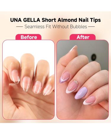 UNA GELLA Capsule Am ricaine Ongle Amande Courte 504 pi ces 12 tailles Demi-couverture Nail Tips Press on Nails Soft Gel pr -mordanc DIY Salon Demi-Amande S - Buy Online on GoSupps.com