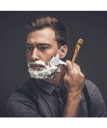 Facn Professional Wooden Straight Edge Barber Razor - 100 Blades included, Salon Quality Cut Throat Shavette - Buy Online on GoSupps.com