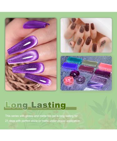 Lavender Violets 13 Pcs Gel Nail Polishes Set With New Sparkling Cat Eye Temperature Change Colour 9 Colours Nail Art UV LED Soak Off With Base Coat Matte n No Wipe Top Coat Nail File C638 Charming Beauty-638 - Buy Online on GoSupps.com