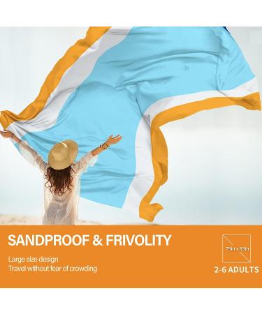 Famstar Beach Blanket Oversized Extra Large79 X 83" Waterproof Sandproof Beach Blanket 1-7 Adults Lightweight Durable for Travel Camping Hiking Picnic (79" X 83"  Orange&Blue) 79" X 83" Orange - Buy Online on GoSupps.com