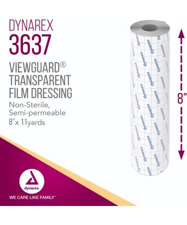 Dynarex View Guard Transparent Film Dressing Roll - 8'' x 11 yds - Non-Sterile, Protects Minor Wounds, Conforms to Body Contours - Buy Online on GoSupps.com