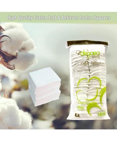 Degasa Premium 100% Pure Cotton Exfoliating Squares - Hypoallergenic Lint-Free Makeup & Nail Polish Remover Pads for Women | 160 Count - Buy Online on GoSupps.com
