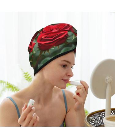 Red Rose Coral Velvet Dry Hair Cap | Ideal for Home Travel Pool Parties & Baths Shop Now - Buy Online on GoSupps.com