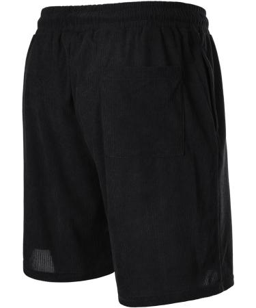 Shop Caxndycing Men's Cord Shorts - Summer Casual Beach Shorts with Elastic Waist - Stylish Loose Fit - Black XXL - Buy Online on GoSupps.com